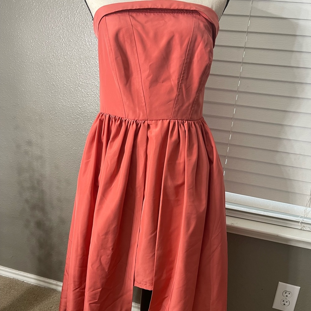 Eva Mendes by NY&Co coral strapless dress with pockets